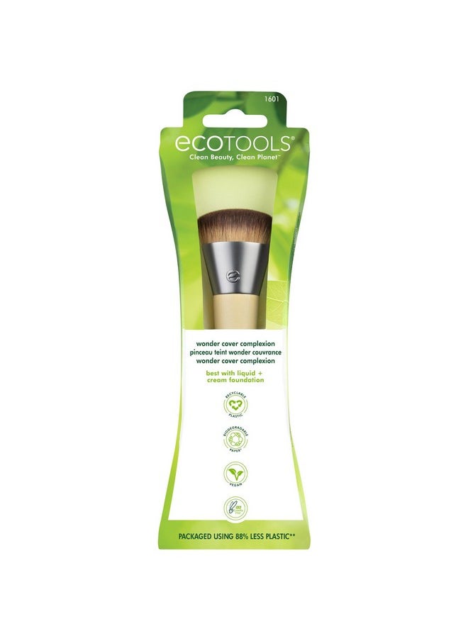 Ecotools EcoTools Wonder Cover Complexion Brush, Makeup Brush For Flawless Foundation Application & Blending, Full Coverage Base Brush, Eco-Friendly, Synthetic Bristles, Cruelty-Free, 1 Count  - Image 2