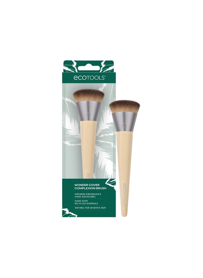 Ecotools EcoTools Wonder Cover Complexion Brush, Makeup Brush For Flawless Foundation Application & Blending, Full Coverage Base Brush, Eco-Friendly, Synthetic Bristles, Cruelty-Free, 1 Count  - Image 1