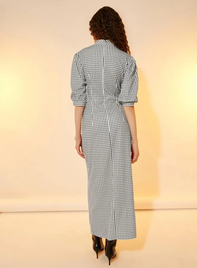 Take Two Checkered Midi Dress