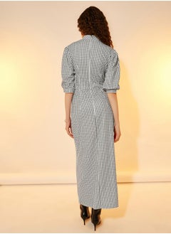 Take Two Graph Checked High Neck Maxi Dress  - Image 4