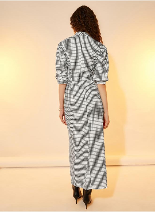 Take Two - Graph Checked High Neck Maxi Dress - Image 1