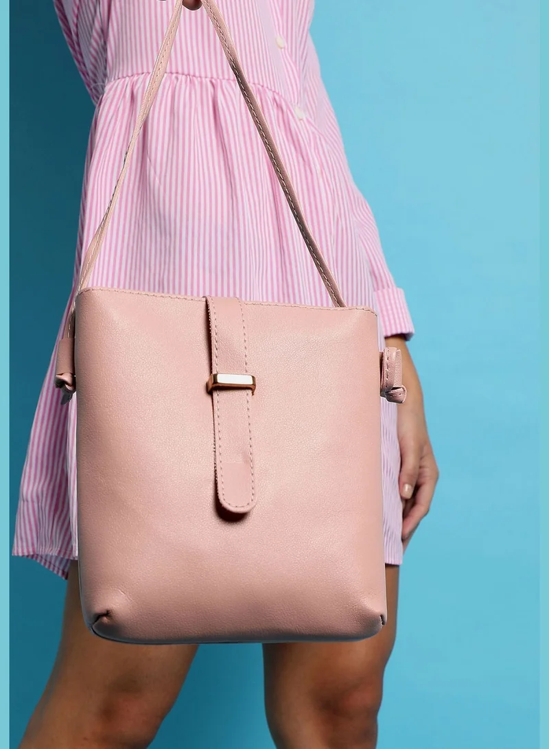 Haute Sauce Solid Casual Oversized Sling Bag with Push Lock For Women