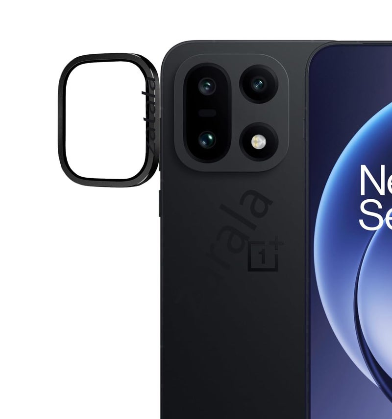 ZARALA Camera Lens Frame Glass Compatible with oneplus 15 Tempered Glass Aluminum Alloy Frame Individual Camera Lens Protector Cover Black - Image 1