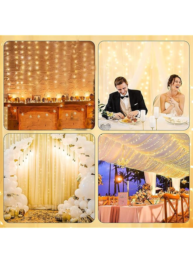 إيروريكس أضواء ستائر نافذة معلقة لعيد رمضان، أضواء عيد مبارك الخيالية 3X3 متر مع جهاز تحكم عن بعد 300 مصباح ليد، 8 أوضاع إضاءة يو إس بي، ديكورات رمضان لحفلات الحديقة، ديكور إسلامي إسلامي، أبيض دافئ - Image 2