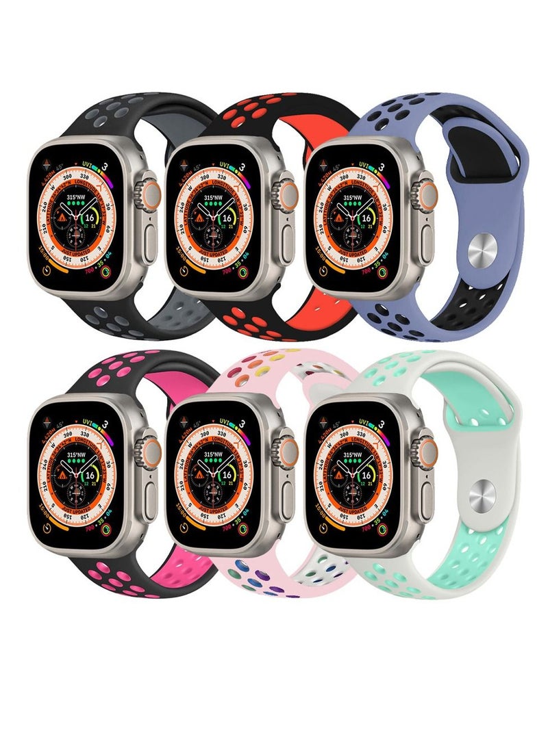CATANES - 6 Pack For Apple Watch 49mm 45mm 44mm 42mm Silicone Sport Band Nike Strap Compatible With iWatch Series Ultra/8/7/SE/6/5/4/3/2/1 - Image 1