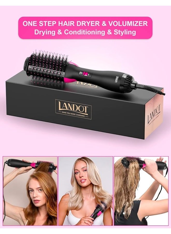 LANDOT Hair Dryer Brush Blow Dryer Brush 2 in 1, Ionic Titanium Hair Dryer & Styler for Frizz-Free Smooth & Voluminous Hair, Salon Blowout at Home for All Hair Types - Image 5