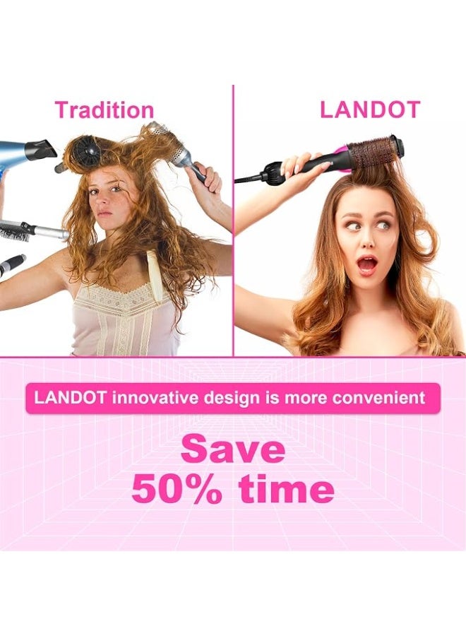 LANDOT Hair Dryer Brush Blow Dryer Brush 2 in 1, Ionic Titanium Hair Dryer & Styler for Frizz-Free Smooth & Voluminous Hair, Salon Blowout at Home for All Hair Types - Image 4