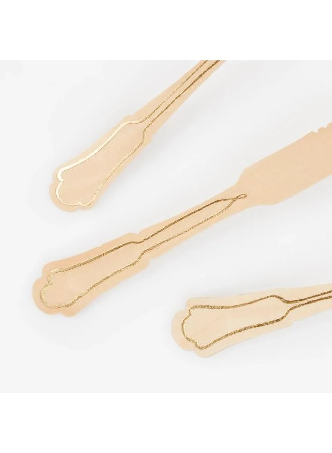 Meri Meri Elegant Gold Foil Detail Wooden Cutlery Set