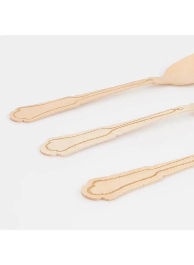 Meri Meri Elegant Gold Foil Detail Wooden Cutlery Set