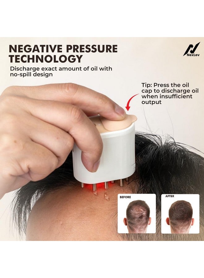 NexLev LED Therapy Oil Applicator | Reduce Dandruff | Improve Hair Growth | EMS for Scalp Improvement | Red & Blue Light | High Frequency Massage for Better Absorption | 10 ML | Waterproof | EA-01 - Image 4