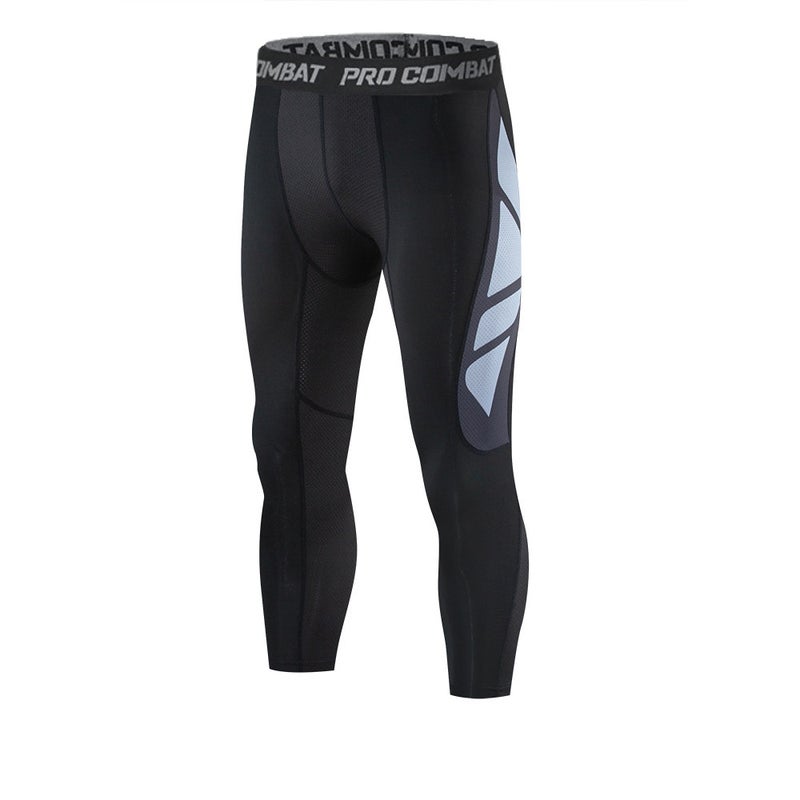 Men'S Sports Tights Quick-Dry Mesh Gray Fitness Pants Running Workout Basketball Compression Leggings Long Pants Leg-Lengthening - Image 1