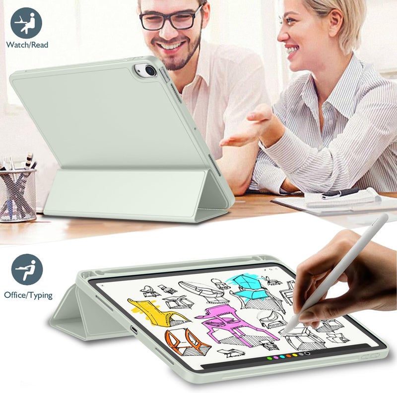 iMieet iPad Air 11 Inch Case M3(2025) / M2 (2024), iPad Air 5th/4th Generation Case 2022/2020 10.9 Inch with Pencil Holder,Trifold Stand Smart Case with Soft TPU Back(Sega Green) - Image 4