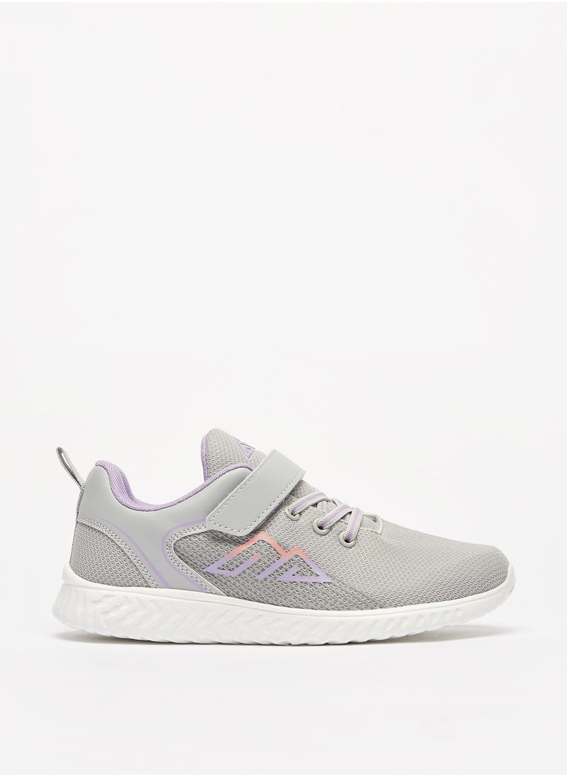 Oaklan by Shoexpress - Girls Logo Print Sports Shoes with Hook and Loop Closure - Image 1