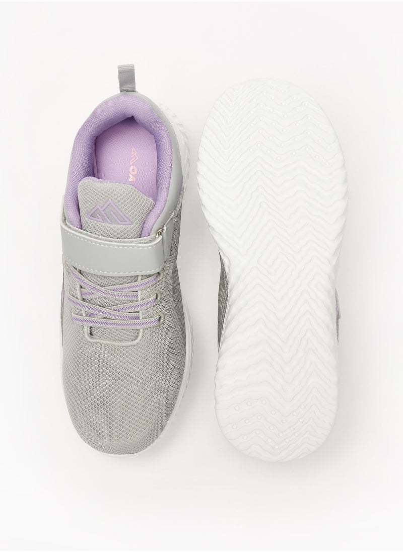 Oaklan by Shoexpress - Girls Logo Print Sports Shoes with Hook and Loop Closure - Image 1