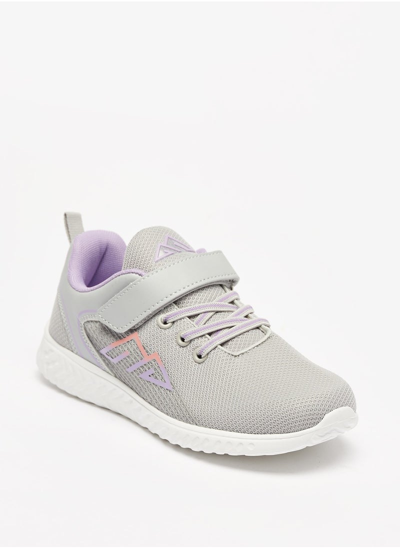 Oaklan by Shoexpress - Girls Logo Print Sports Shoes with Hook and Loop Closure - Image 1