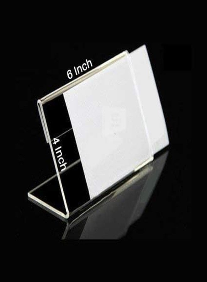 EHKO Acrylic Display Stand Paper Signage Holder/Acrylic Photo Frame/Menu Stand (L Stand 4 inch x 6 inch) - Pack of 4 Pieces - Image 1