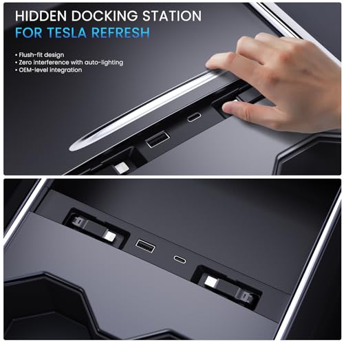 Lansan USB HUB for Tesla New Model Y Juniper Model 3 HighlandHidden Docking Station DesignTesla Model 3 2024 2025 2026New Model Y Juniper Accessories for Phone Charger Fast Charging Cables - Image 3