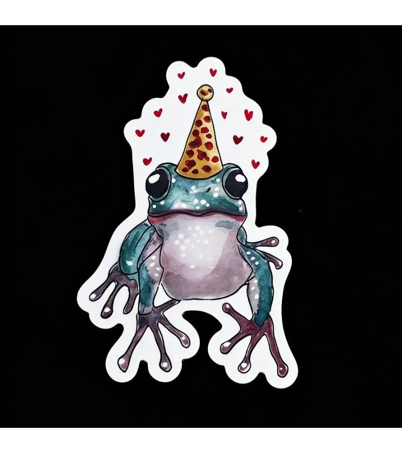 Funny Party Frog Sticker PVC Weatherproof for Laptop Bumper Water Bottle - Image 1