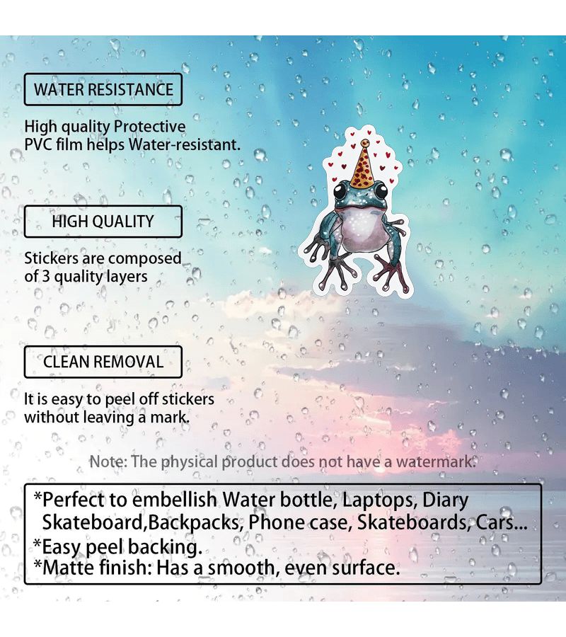 Funny Party Frog Sticker PVC Weatherproof for Laptop Bumper Water Bottle - Image 3