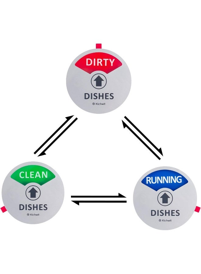 Kichwit Clean Dirty Dishwasher Magnet with The 3rd Option â€œRunningâ€, Perfect for Quiet Dishwashers, Non-Scratch Strong Magnet Backing, Residue Free Adhesive Included, 3.5â€ Diameter, Silver - Image 4