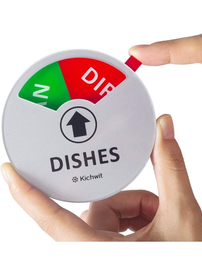 Kichwit Clean Dirty Dishwasher Magnet with The 3rd Option â€œRunningâ€, Perfect for Quiet Dishwashers, Non-Scratch Strong Magnet Backing, Residue Free Adhesive Included, 3.5â€ Diameter, Silver - Image 3