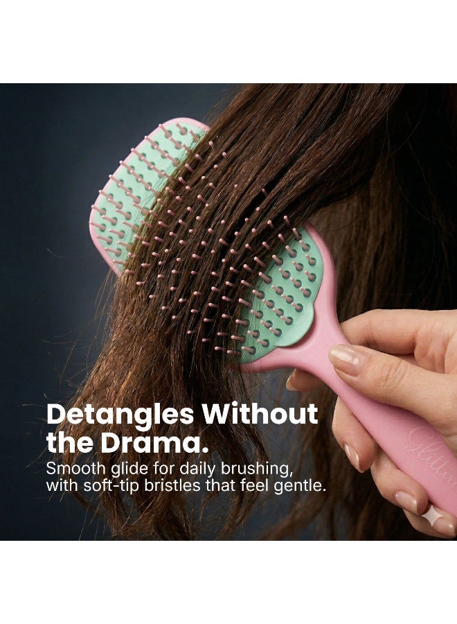 Glitters No Mess No Stress Easy Clean Hair Brush, Detangling Hairbrush with Removable Washable Pad, Detangler Brush for Women, Men & Girls, Easy Rinse Hair Brush for Everyday Hair Care - Image 4