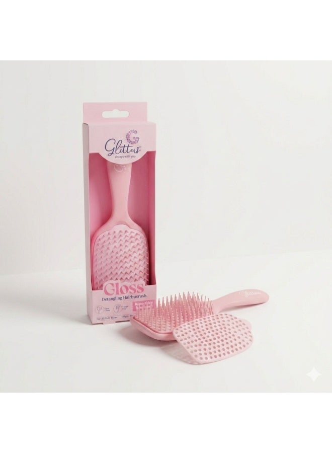 Glitters No Mess No Stress Easy Clean Hair Brush, Detangling Hairbrush with Removable Washable Pad, Detangler Brush for Women, Men & Girls, Easy Rinse Hair Brush for Everyday Hair Care - Image 1