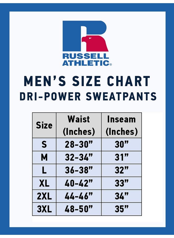 Russell Athletic - Men'S Dripower Open Bottom Sweatpants With Pockets, Black, Medium - Image 1