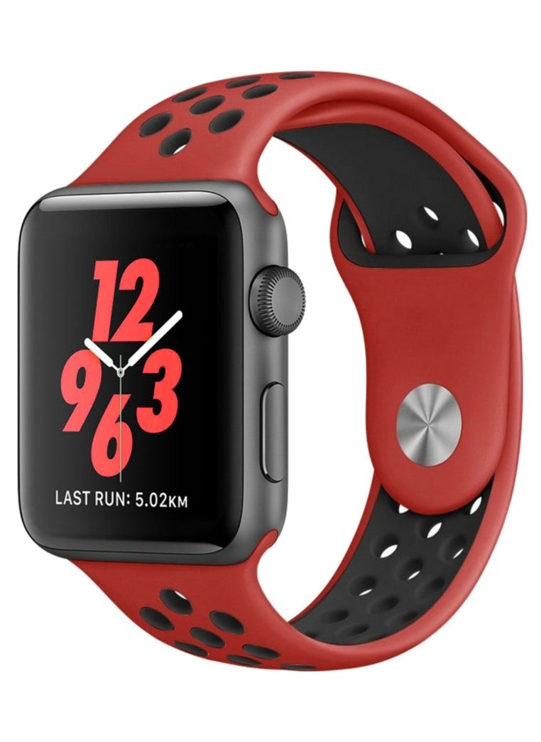 Generic - Lerobo Sport Band Compatible with Apple Watch Band 38mm 40mm 41mm for Women Men,Soft Silicone Breathable Wristband Replacement Strap for iWatch Ultra 2 SE Series 9 8 7 6 5 4 3 2 1Black and red - Image 1