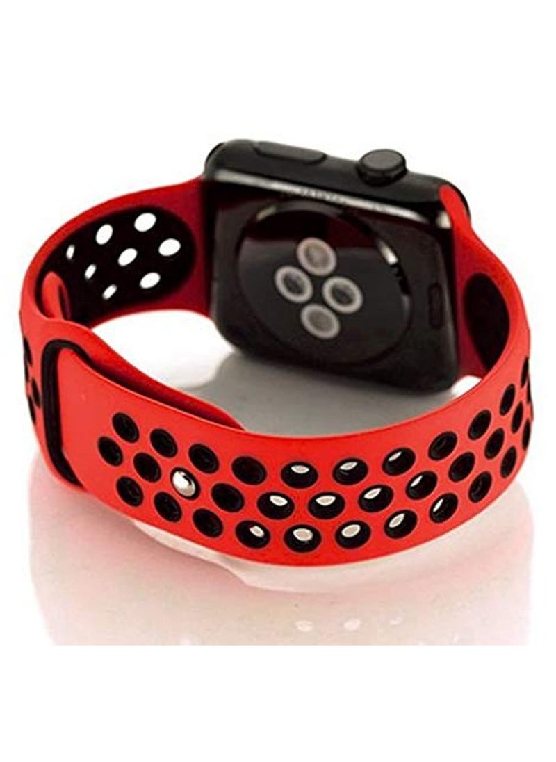 Generic - Lerobo Sport Band Compatible with Apple Watch Band 38mm 40mm 41mm for Women Men,Soft Silicone Breathable Wristband Replacement Strap for iWatch Ultra 2 SE Series 9 8 7 6 5 4 3 2 1Black and red - Image 1