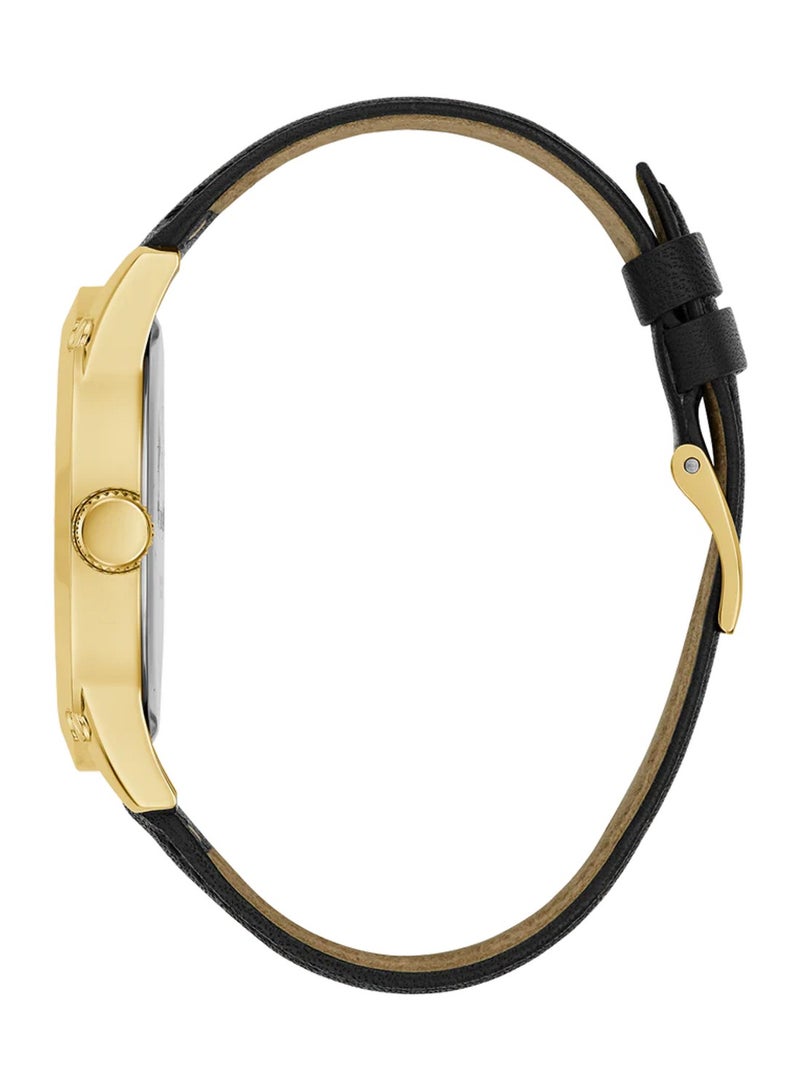 GUESS Crescent Men's Analog Quartz Black Leather Watch GW0628G2 - 44mm - Image 3
