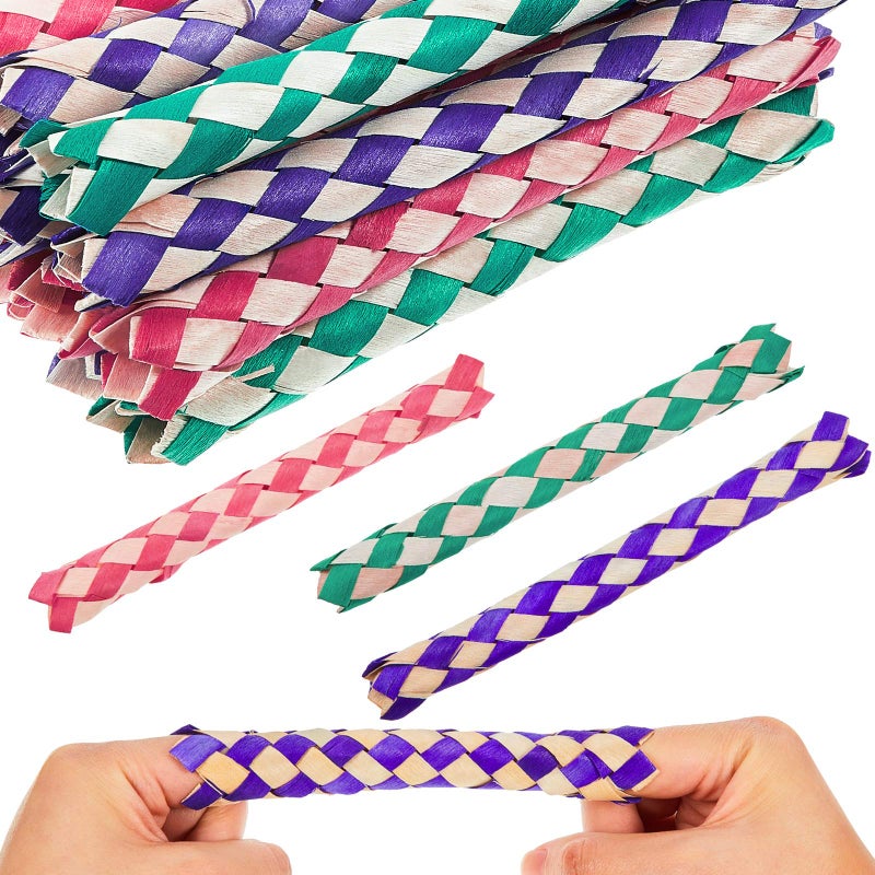 Syhood 24 Pcs Chinese Finger Traps Bamboo Finger Traps for Kids and Adults Pet Bird Chew Bird Foraging Chopper Toy Fun Birthday Party Favors Goodie Bag Stuffers Fillers in Assorted Colors - Image 2
