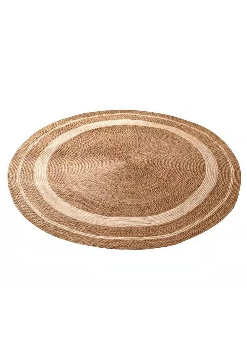 LINGWEI Natural Jute Rug with White Line Carpet Hand Woven Rug Doormat Natural Braided Floor Mat For Kitchen Entryway Hallway Pets Playing Bed Seagrass Rug For Living Room Bedroom - Image 3