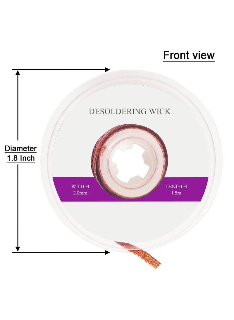 Rubik شريط إزالة اللحام عرض 2.0 مم طول 1.5 م، سلك ضفيرة إزالة اللحام مع الفلكس للحام - Image 2