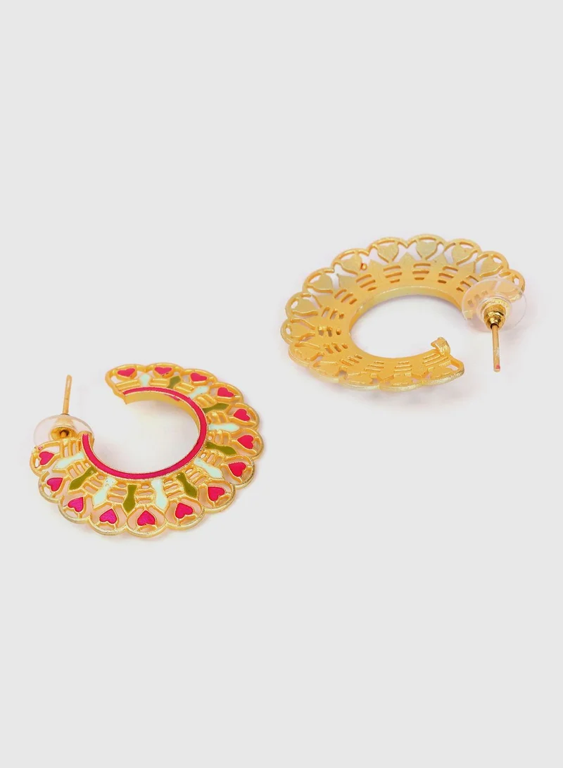 SOHI Gold-Plated Enamel Earrings