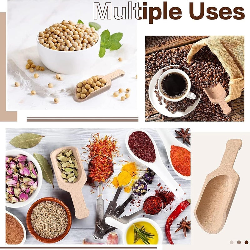 Aputue 12 Pieces Mini Wood Scoops, Small Bath Salt Scoops, Multipurpose Wooden Spoon for Canisters, Flour, Bath Salt, Sugar, Cereal, Coffee and More - Image 2