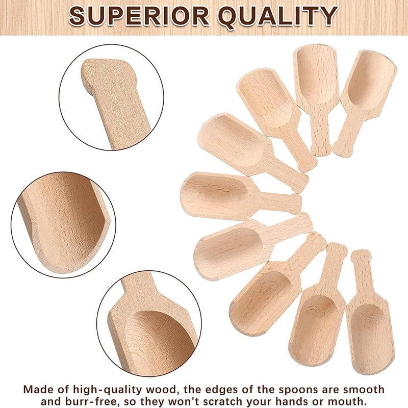 Aputue 12 Pieces Mini Wood Scoops, Small Bath Salt Scoops, Multipurpose Wooden Spoon for Canisters, Flour, Bath Salt, Sugar, Cereal, Coffee and More - Image 4