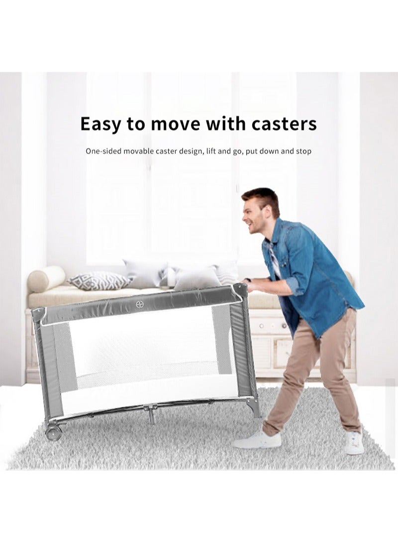 Kidle Baby Folding Bed With Cushion And Wheels Large And Comfortable Stable And Sturdy Breathable 125*65*78cm - Image 3