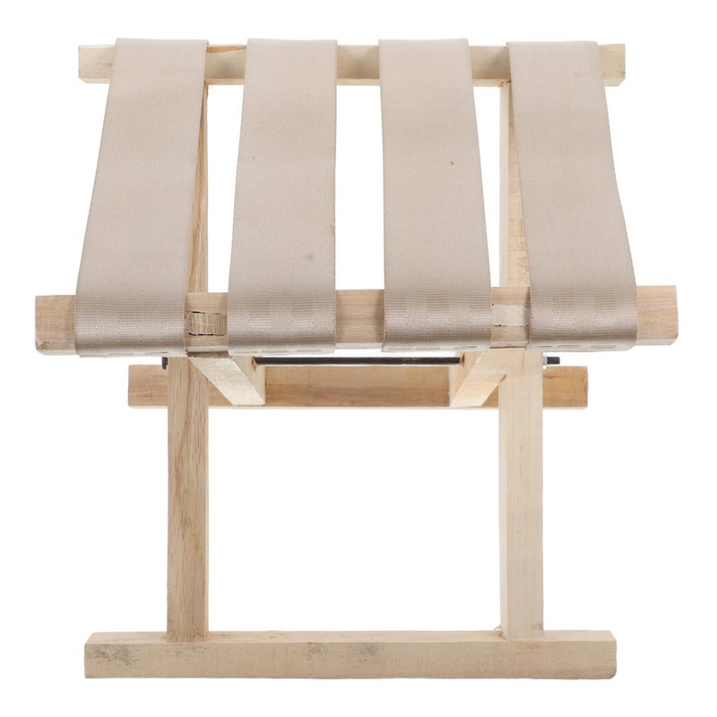 Lightweight Folding Wooden Camping Stool with Handle 28cm Height for Outdoor Fishing Hiking Travel - Image 2