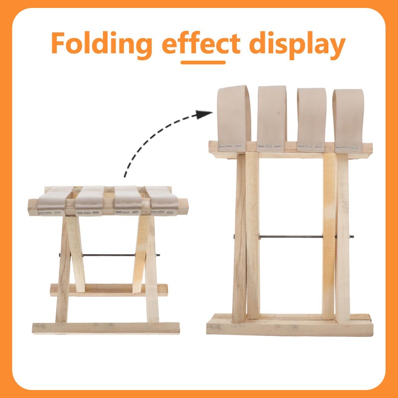 Lightweight Folding Wooden Camping Stool with Handle 28cm Height for Outdoor Fishing Hiking Travel - Image 5