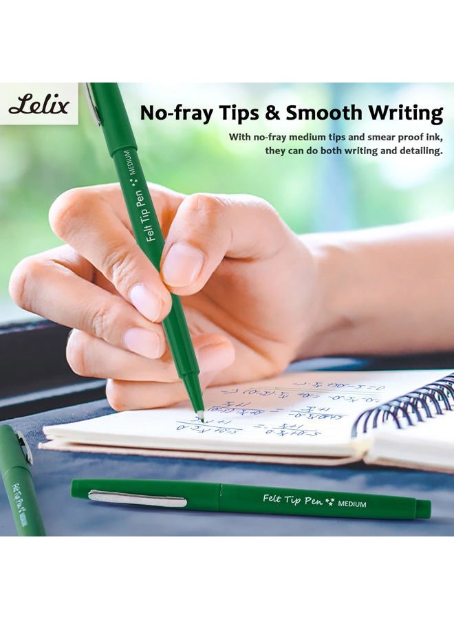 Lelix Felt Tip Pens, 60 Green Pack, 0.7mm Medium Point, Felt Tip Markers Pens for Journaling, Writing, Note Taking, Planner, Perfect for School Office and Art Supplies - Image 4