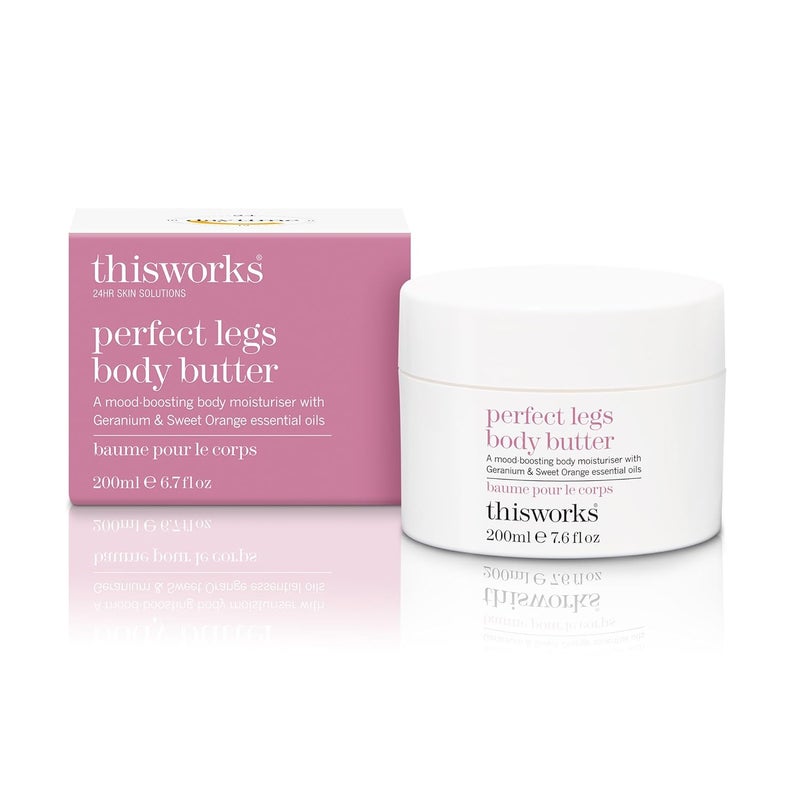 THISWORKS Perfect Legs Body Butter Moisturising Body Cream with Geranium and Sweet Orange Essential Oils Hyaluronic Acid and Shea Butter 200ml  76 Ounce