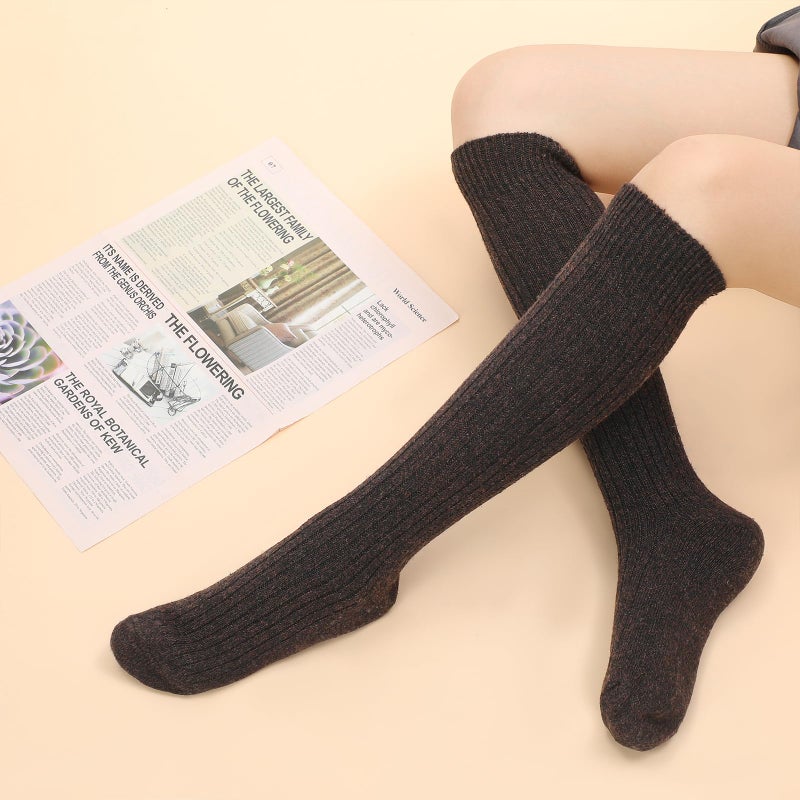 Pleneal 4 Pairs Slouch Scrunch Socks for Women, Long Slouchy Scrunchy Socks, Chunky Knee High Boot Sock - Image 2