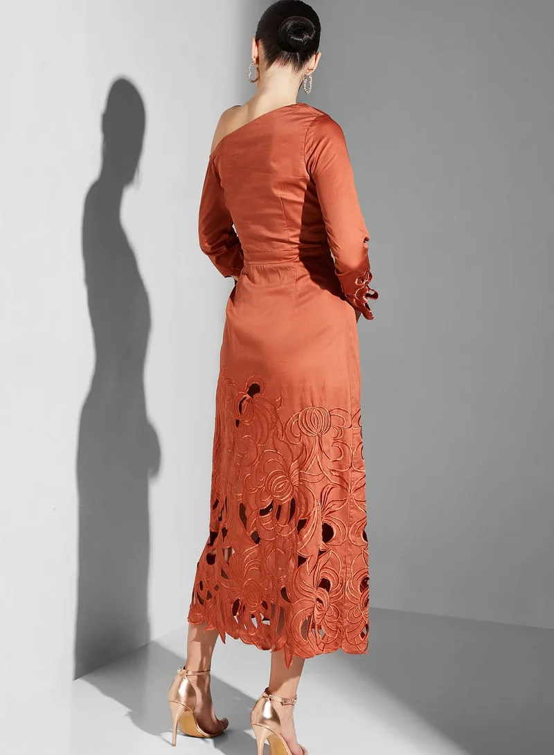 Threadz by Ajooni One Shoulder Cut Out Dress