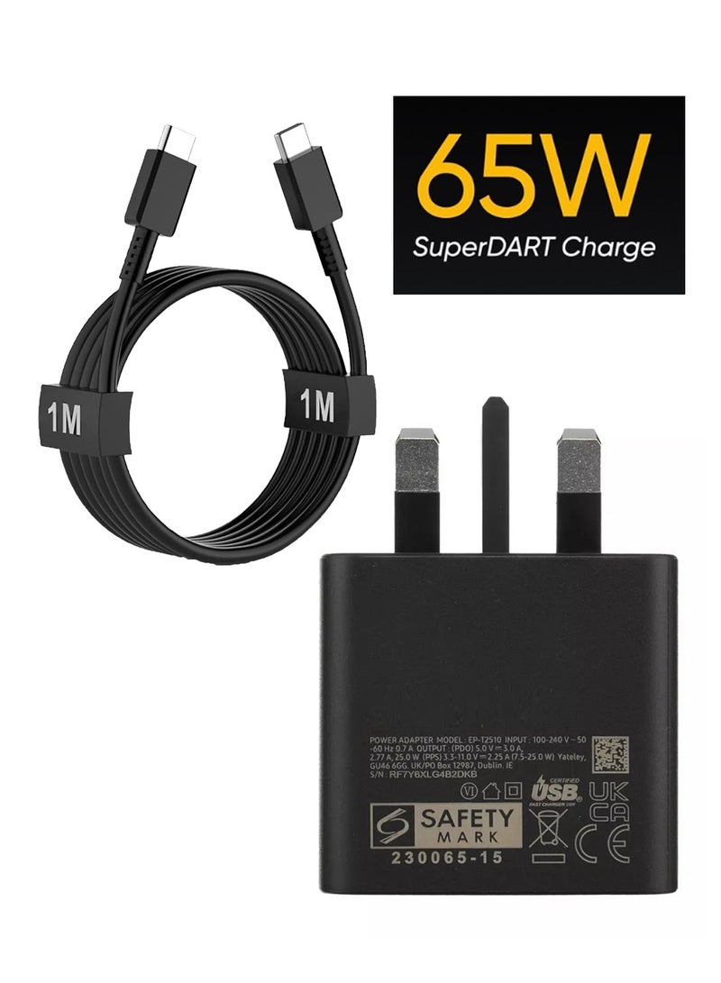 ZEROSPACE 65W Super Fast Type-C Charger with 1M USB-C Cable | PD Wall Adapter for Phones, Tablets & Laptops | Compact UK Plug Travel Charger - Image 1