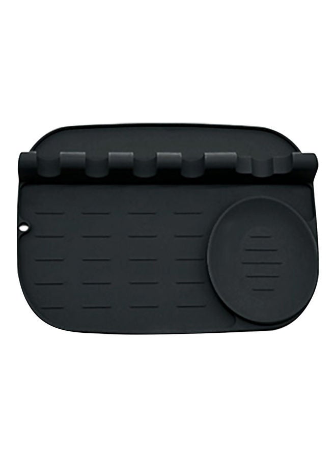 Silicone Utensil Rest Holder with Drip Pad Black 25.3 x 3.8 x 19cm 