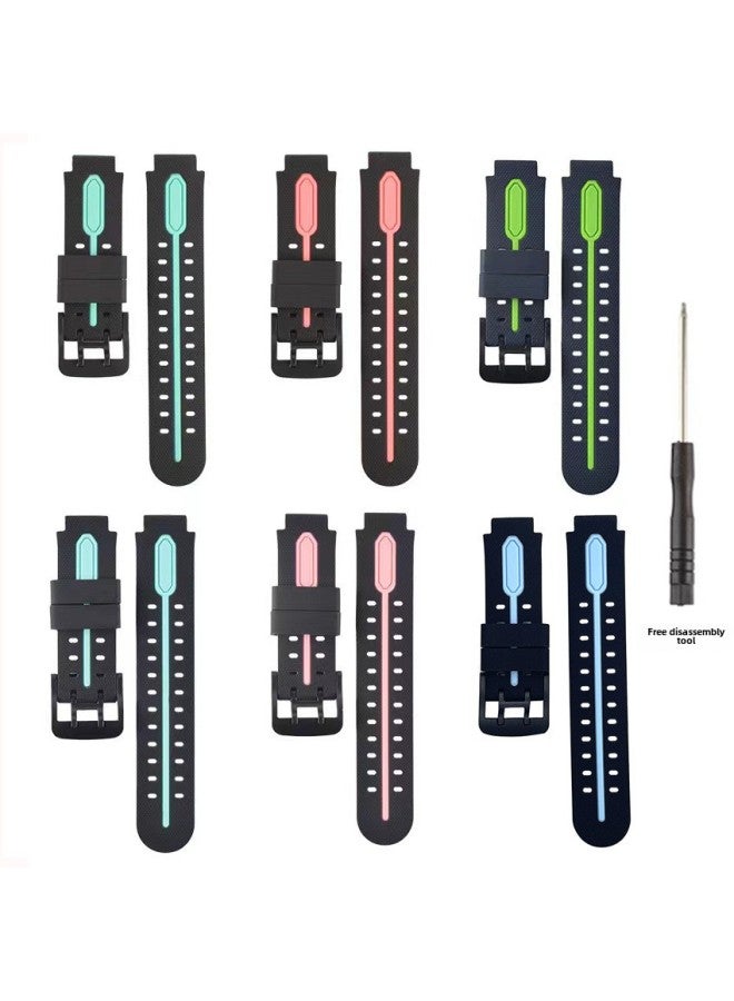 For Little Genius D2Z3Q2A Children's Watch Silicone Strap Universal Size 15/16mm Children's Watch-Color:Black Green - Image 2