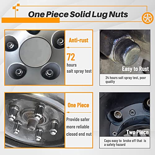 MIKKUPPA 24pcs M12x1.25 Lug Nuts - Replacement for 2005-2015 Armada, 2004-2019 Titan, 1995-2004 Pickup Aftermarket Wheel Chrome Closed End Spline Lug Nuts - Image 3