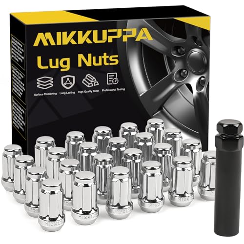 MIKKUPPA 24pcs M12x1.25 Lug Nuts - Replacement for 2005-2015 Armada, 2004-2019 Titan, 1995-2004 Pickup Aftermarket Wheel Chrome Closed End Spline Lug Nuts - Image 1