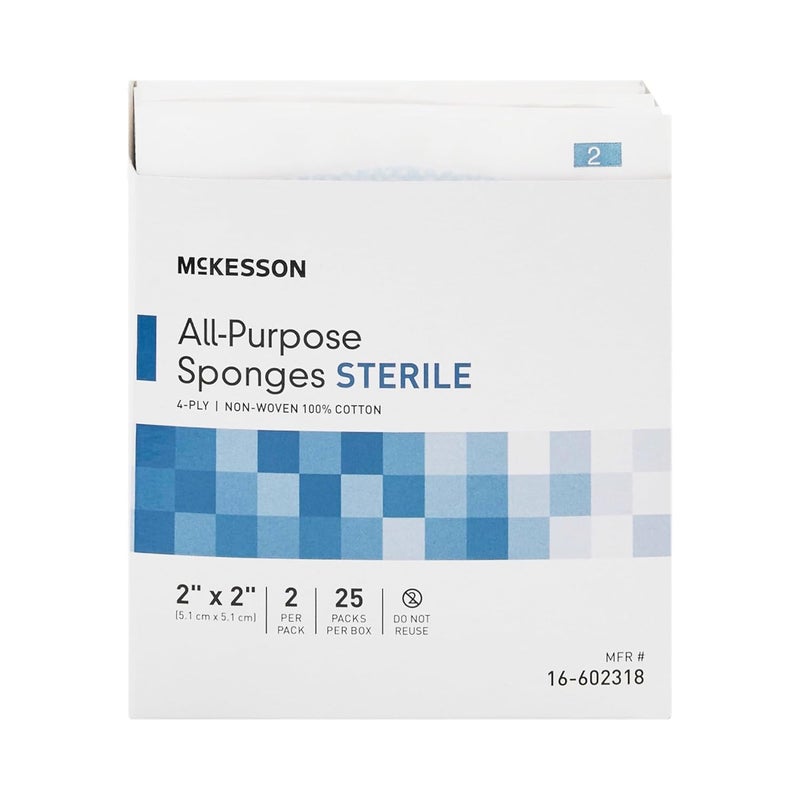 McKesson إسفنجة غاز غير منسوجة معقمة من مكيسون 4 طبقات 2 × 2 2 عبوات 2 لكل عبوة - Image 2